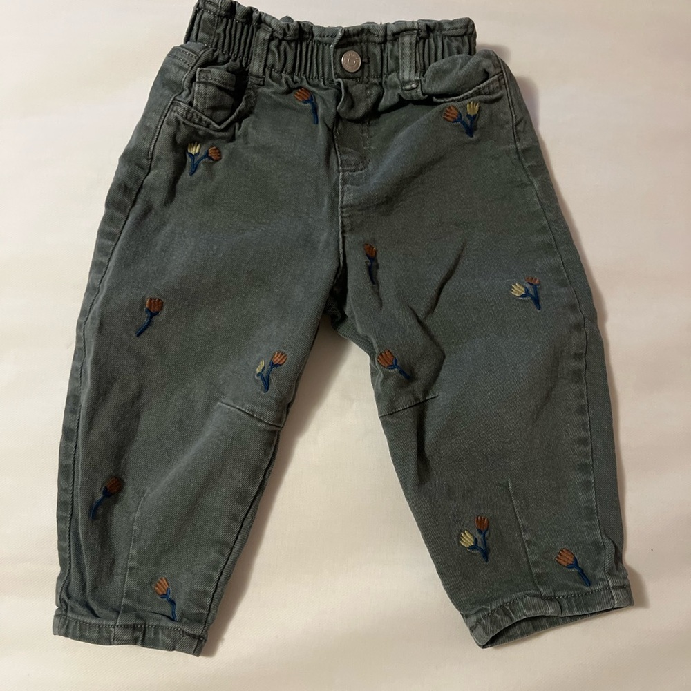 Zara Toddler Embroidered Green Pants